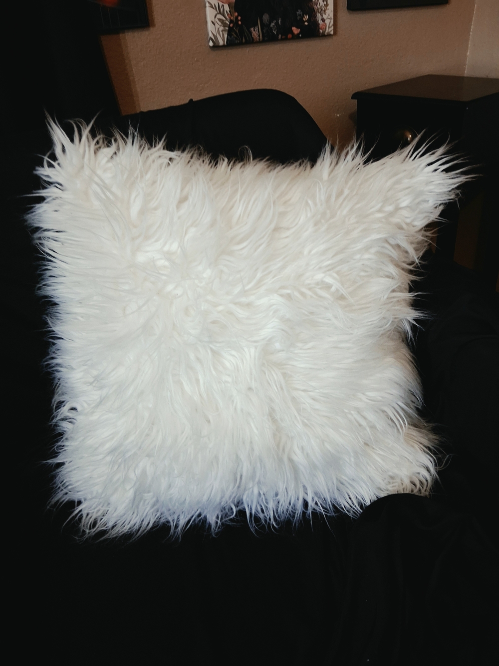 Plush White Faux Fur Accent Pillow by